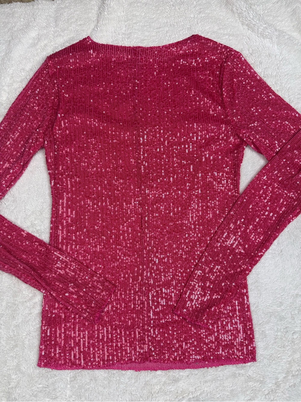 Free People Rose-Pink Sequin Long-Sleeve Crewneck Top - Picture 6 of 7
